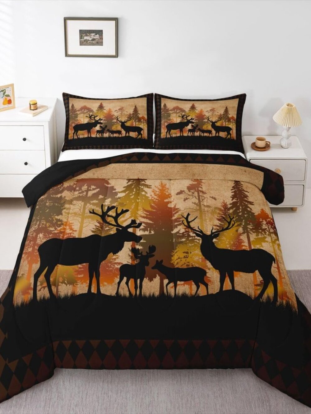 Hunting Deer Full Bedding Set for Kids, Rustic Farmhouse Comforter Set | Woodlan